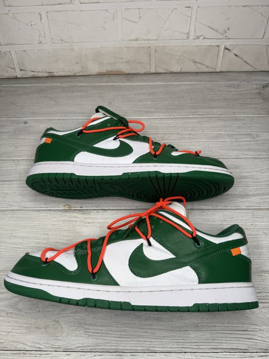 Крутые кроссовки nike dunk low off-white pine green