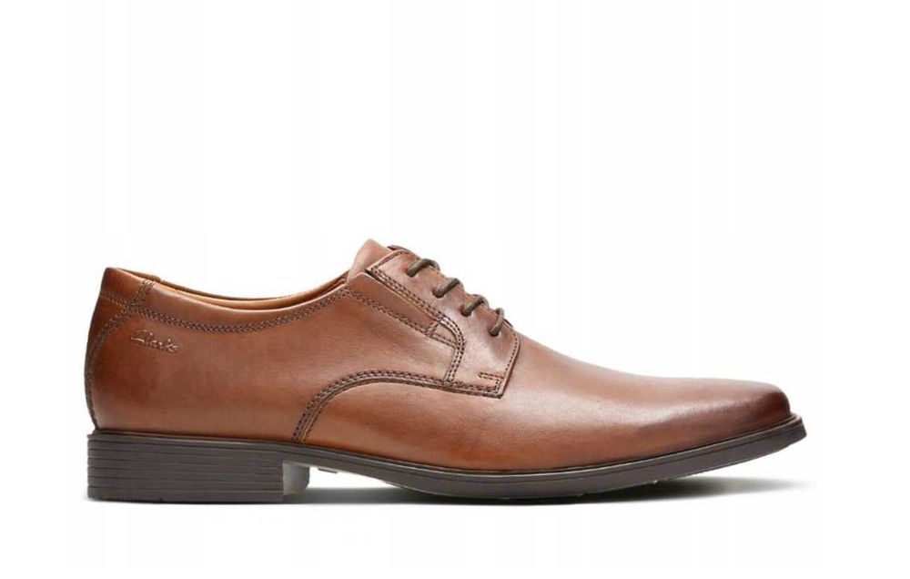 Buty wizytowe męskie Clarks Tilden Plain brąz skóra rozmiar40 kod 2262