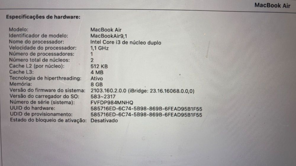 MacBook Air 13" Retina (2020) Intel i3 • 8GB • 256GB SSD – Bateria Excelente!