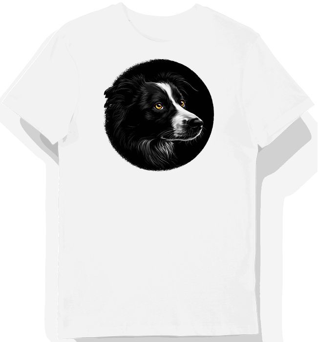 Koszulka męska biała z nadrukiem Border Collie M