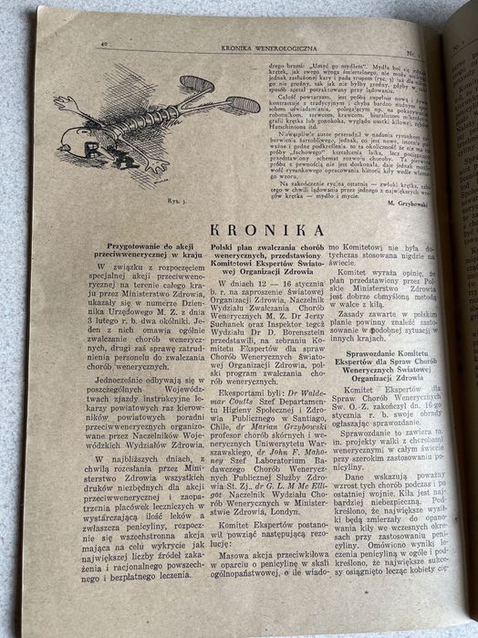 Stara gazeta kwartalnik Kronika Wenerologiczna styczeń marzec 1948