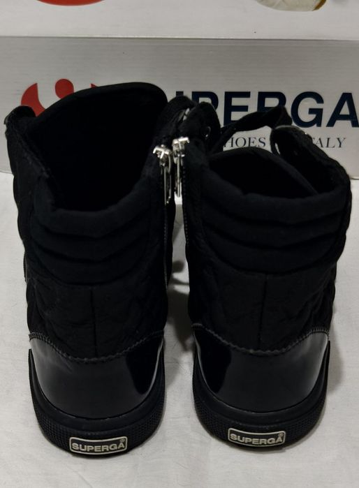 Superga 2260 Quilted Black высокие кеды (Италия) 38рр 24.6см