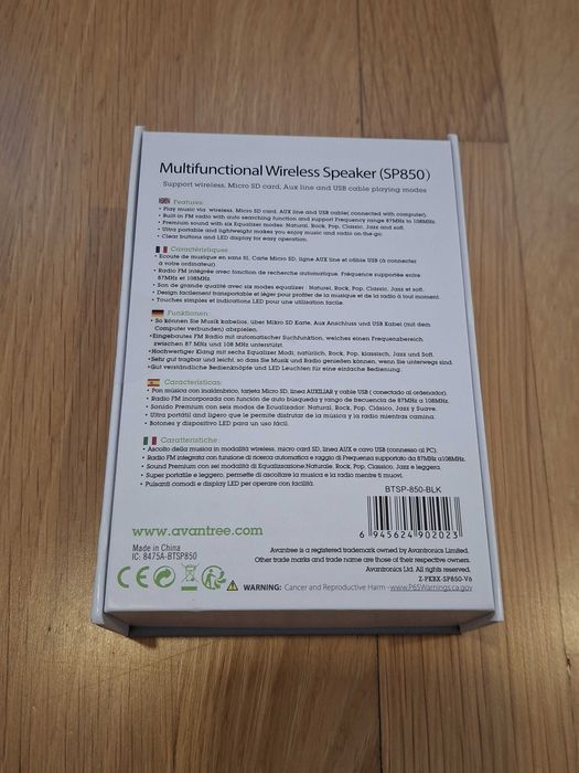 Rádio FM portátil com coluna altifalante Bluetooth