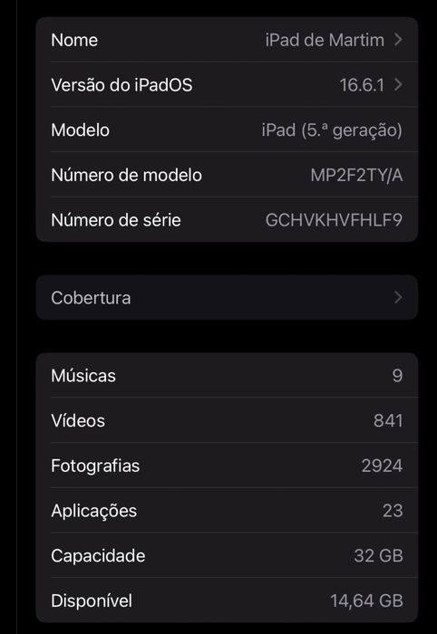 Ipad 5.ª Geração wifi 32GB