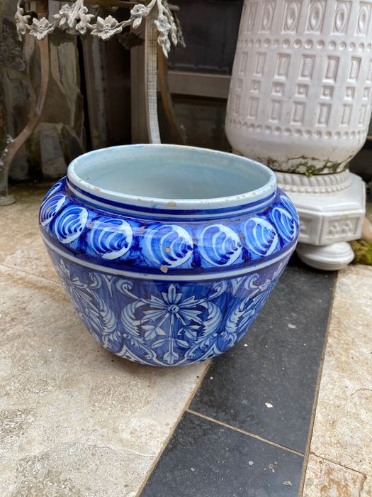Vaso Cachepot Caldas da Rainha 22 cm Séc XIX Assinado Marcado