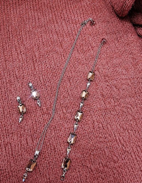 Kolczyki bransoletka naszyjnik Spark Nellie Vintage Rose Swarovski