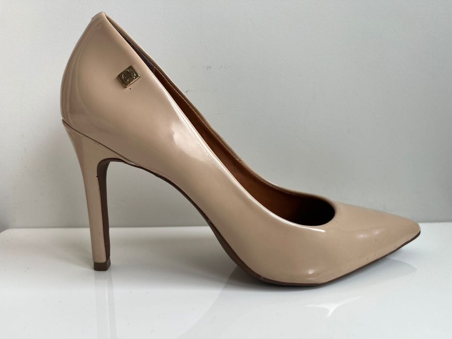 Scarpin Loucos & Santos Verniz Nude/Rosa - Salto 10cm - Tam 37 (Pouco Usado)