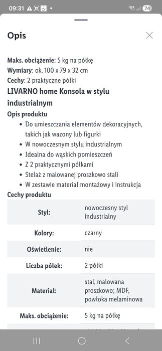Konsola w stylu industrialnym
