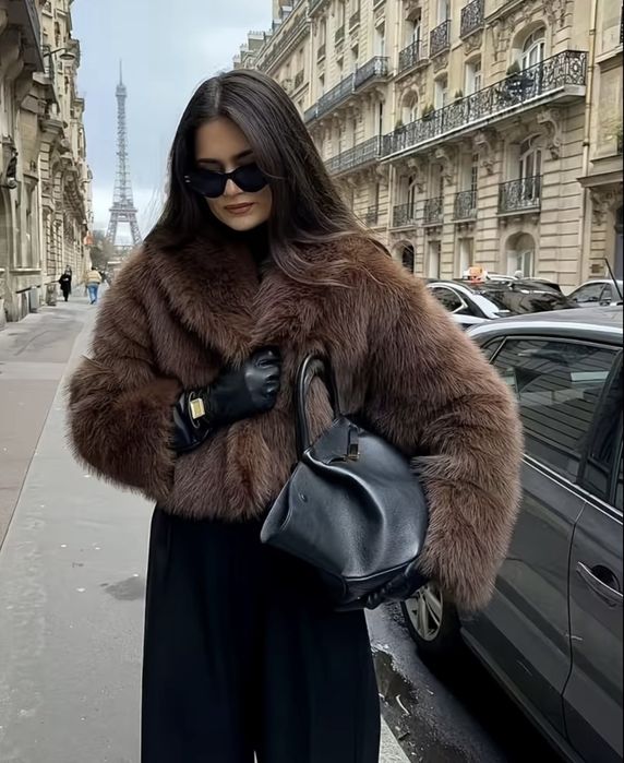 Коричнева шуба, шоколадна шуба