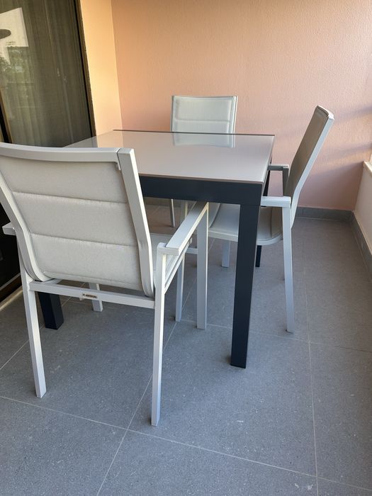 Mesa de alumínio NATERIAL LYRA ANTRACITE 90/160X90CM