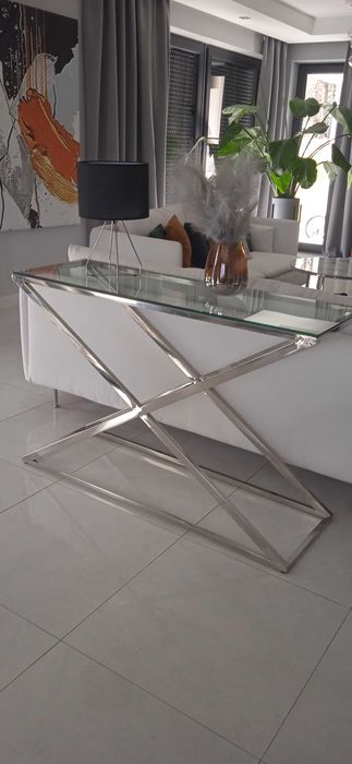 Konsola chrom szkło