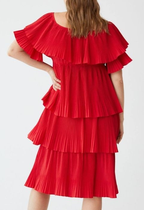 NOVO Vestido folhos plissado, 2XL, MANGO-Violeta