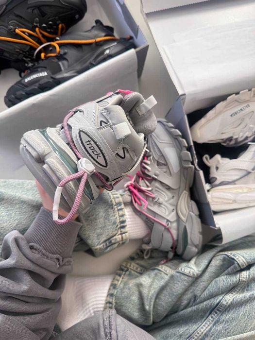 Кросівки Balenciaga Track Trail Laces WMNS Grey Pink / кроси Баленсіаг