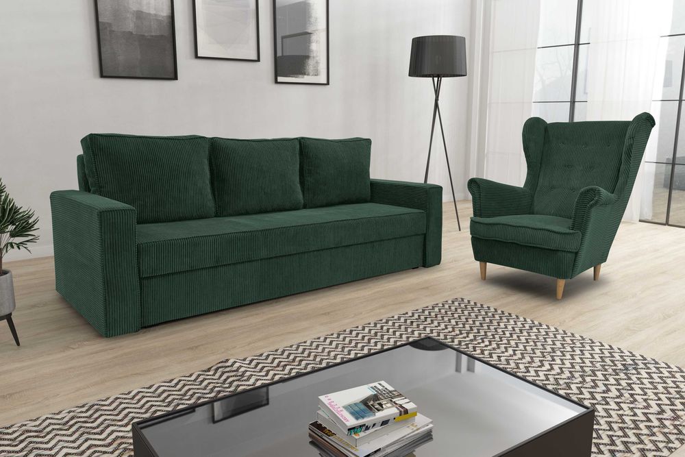 Zestaw komplet wypoczynkowy kanapa Sofia + fotel Uszak. Wersalka, sofa