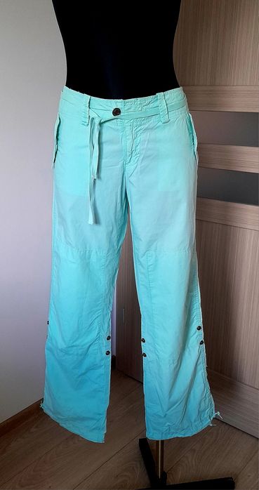 Pas 84cm M/L Spodnie bojówki damskie wakacyjne 100% bawełna letnie latowe na lato