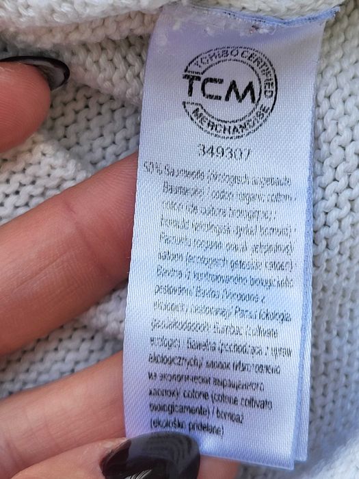 Sweter oversize Women Limited by Tchibo ecru z warkoczem