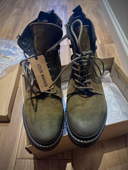Buty botki Stave Madden 45 sztyblety kazar zielone trzewiki khaki