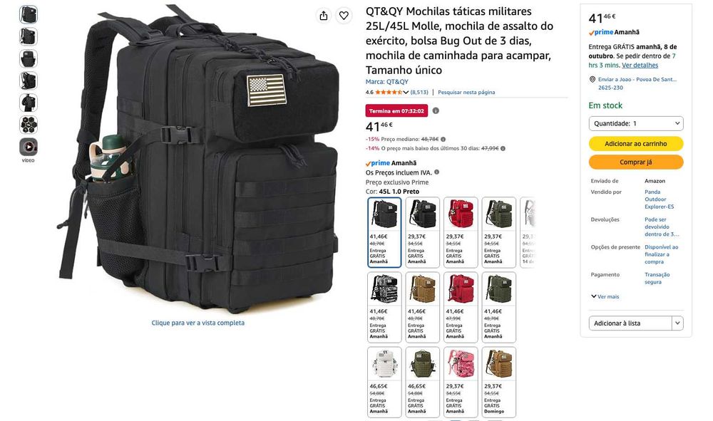 Mochila Tática Militar 45L QT&QY – Como Nova