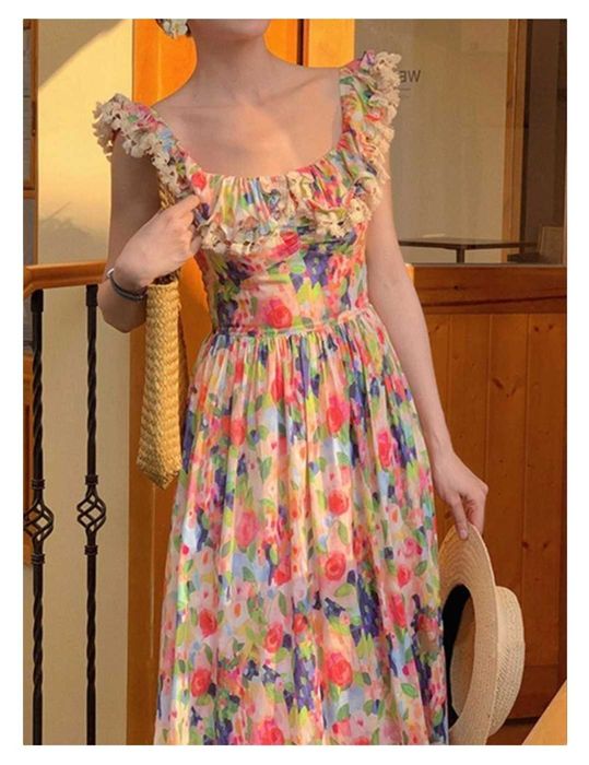 Платье миди в французком стиле в цветочный принт number nine july