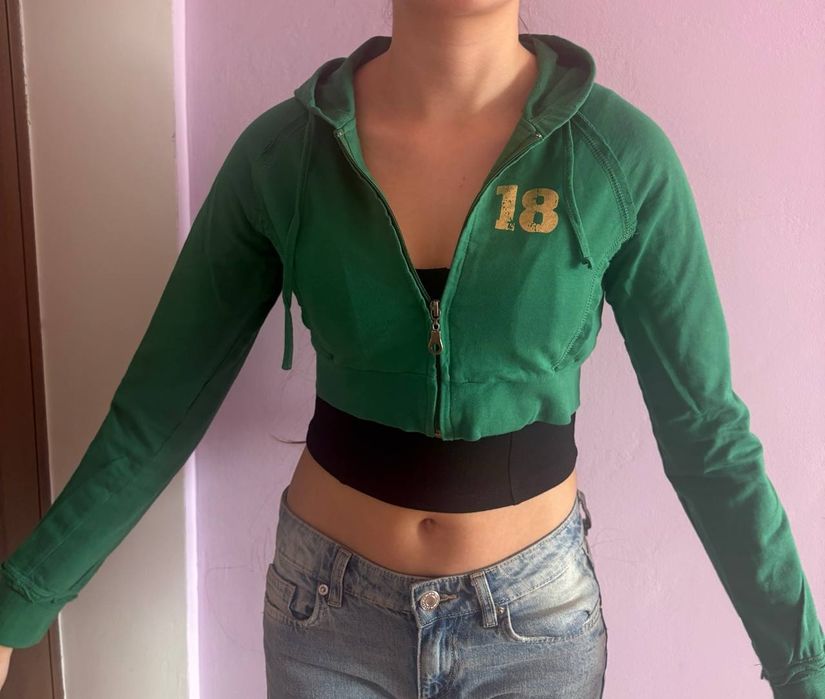 Вінтажна коротка кофта  з капюшоном на замок BRAZIL  Y2K / 2000s/vintage