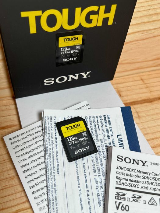 Sony TOUGH SDXC 128GB SD Card - SF-M128T - V60 - R:277MB/s W:150MB