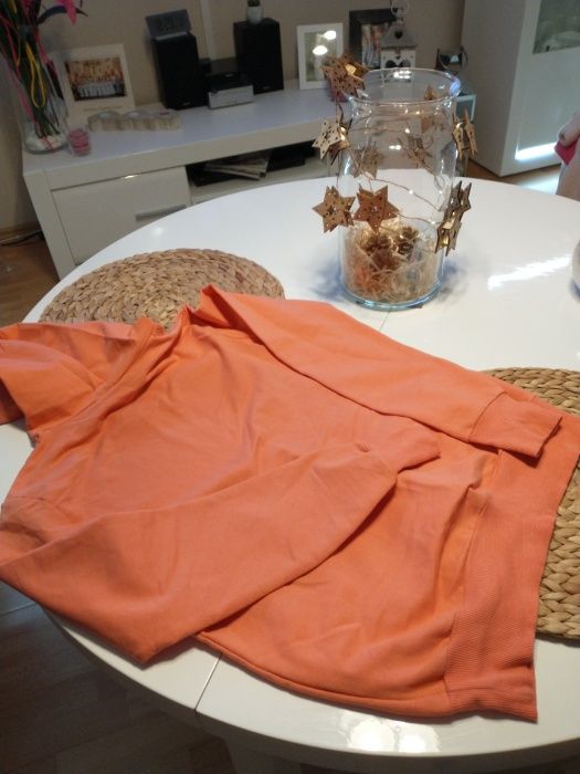 BLUZA kangurka-damska-piękny koralowy kolor-neon-M (38)