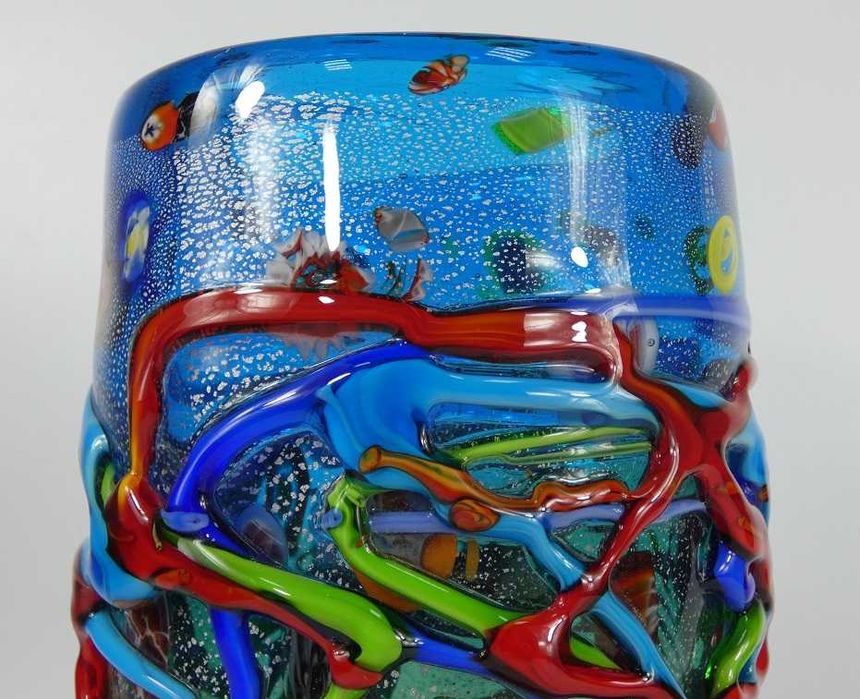Duży Szklany kolorowy Wazon Murano kwiat 31,5 cm 3,8 kg