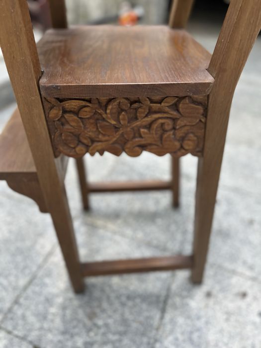 Krzeselko do karmienia dziecka drewniane dąb recznie wykonane