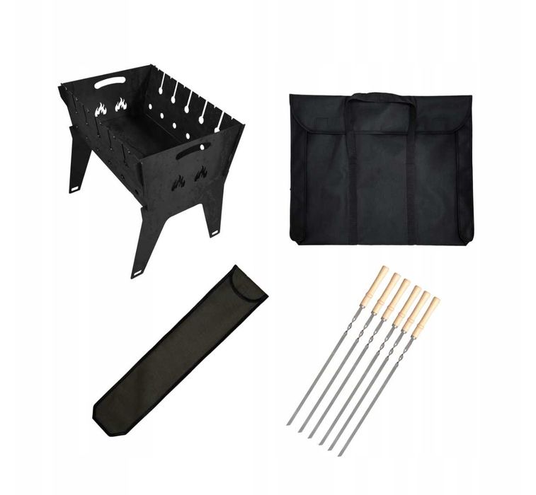 Zestaw LIST 2 mm: stalowy mangal + 6 szt. szampurów + torby ochronne