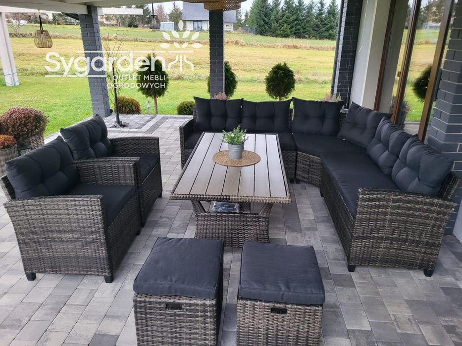 PROMOCJA!Zestaw mebli ogrodowych,Konifera, rogówka,2 fotele,2 pufy,