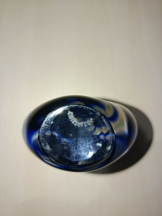 Vaso de Vidro Artístico Italiano Cristalcor – Azul Cobalto com Detalhe