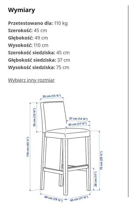 BERGMUND Hoker stołek barowy ikea 2 szt
Stołek barowy z oparciem, imi