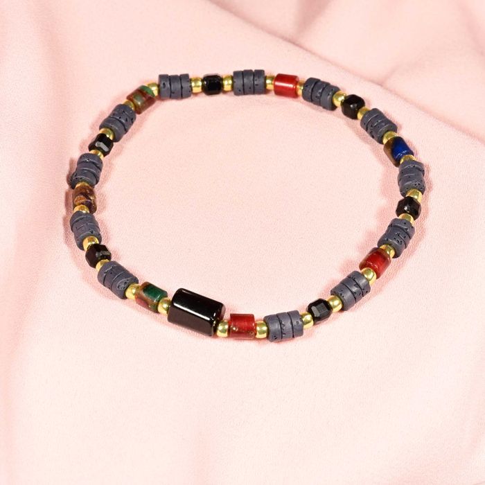 Bransoletka Turmalin czarny Jaspis lawa