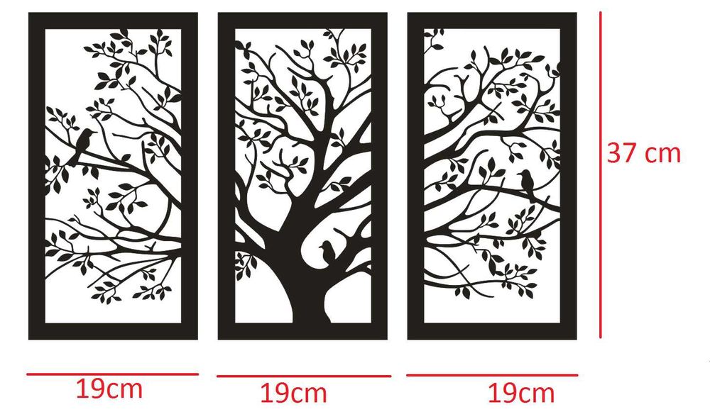 Dekoracja ścienna tryptyk drzewo 3w1