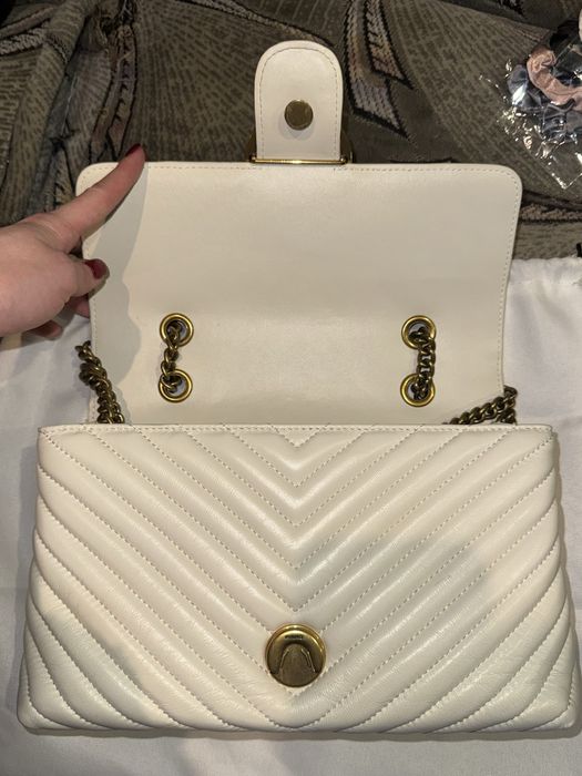 Біла шкіряна сумка Pinko