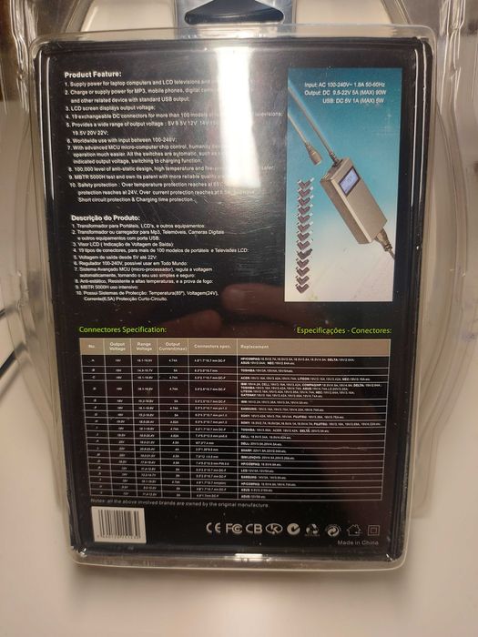 Transformador / Carregador para Portáteis, LCD`s e outros