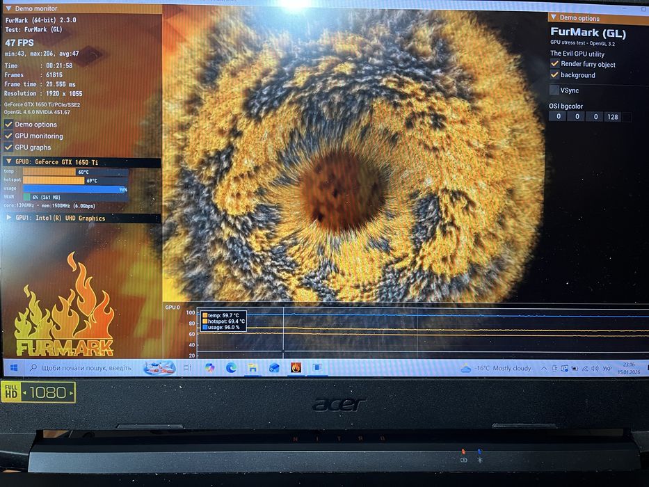 Acer Nitro I5 10500H 6x4.5GHz/15.6/GTX1650Ti