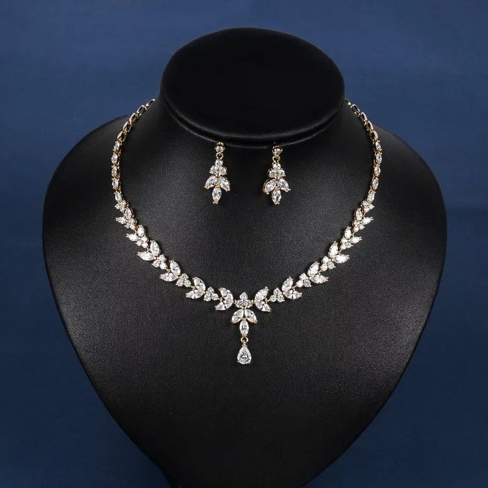 Nowy komplet biżuterii z cyrkoniami różowe złoto Rose Gold