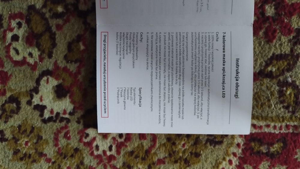 Maska LED na twarz 7kolor zmarszczki trądzik przebarwienia NOWA+gratis