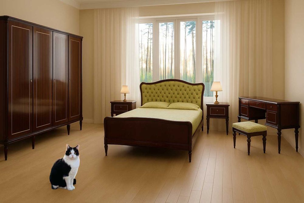 Ekskluzywna sypialnia – lite drewno czereśniowe – komplet