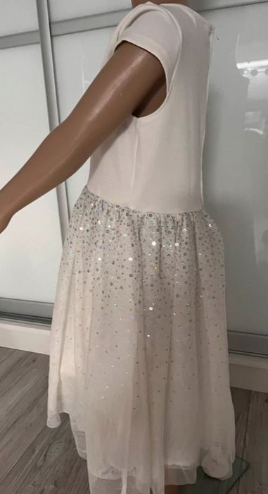 Elsa, Elza, Frozen, Kraina Lodu, sukienka tiul cekiny HM 122 128