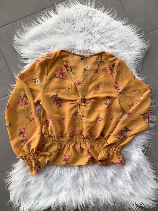 Elegancka bluzka z baskinką w kwiaty (XS/S) H&M