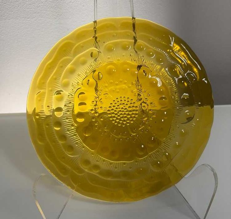 Talerz flora Ząbkowice szkło PRL