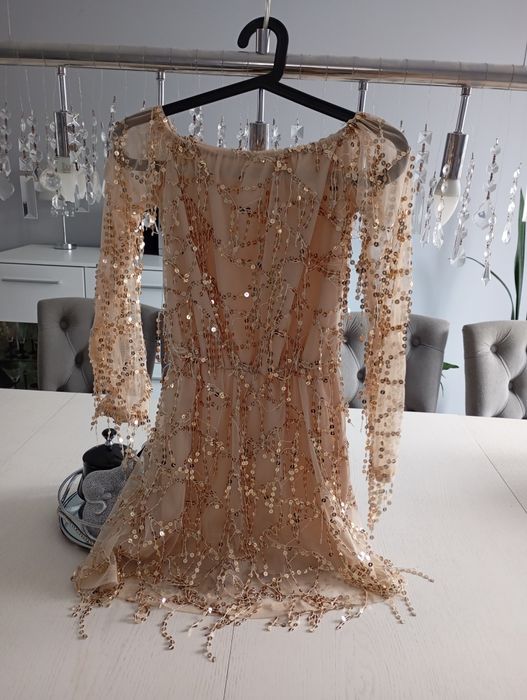 Kombinezon cekiny złoty S/M piękny