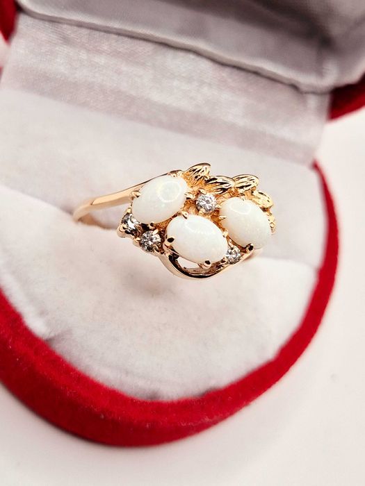 Zjawiskowy Złoty pierścionek z opalem 585 (14K) OPAL