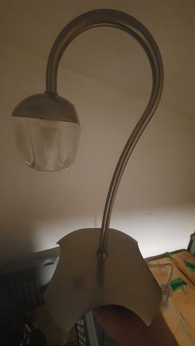 2 candeeiros de mesa de cabeceira, em inox e vidro - Excelente Estado