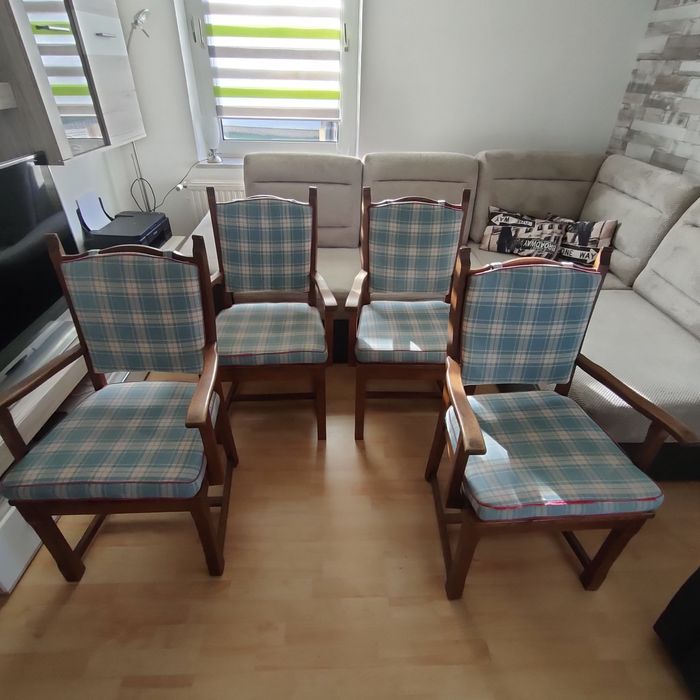 Krzesła ogrodowo - tarasowe drewniane z poduszkami 4 szt - Transport