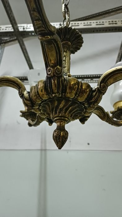 Candeeiro antigo de teto 5 tulipas