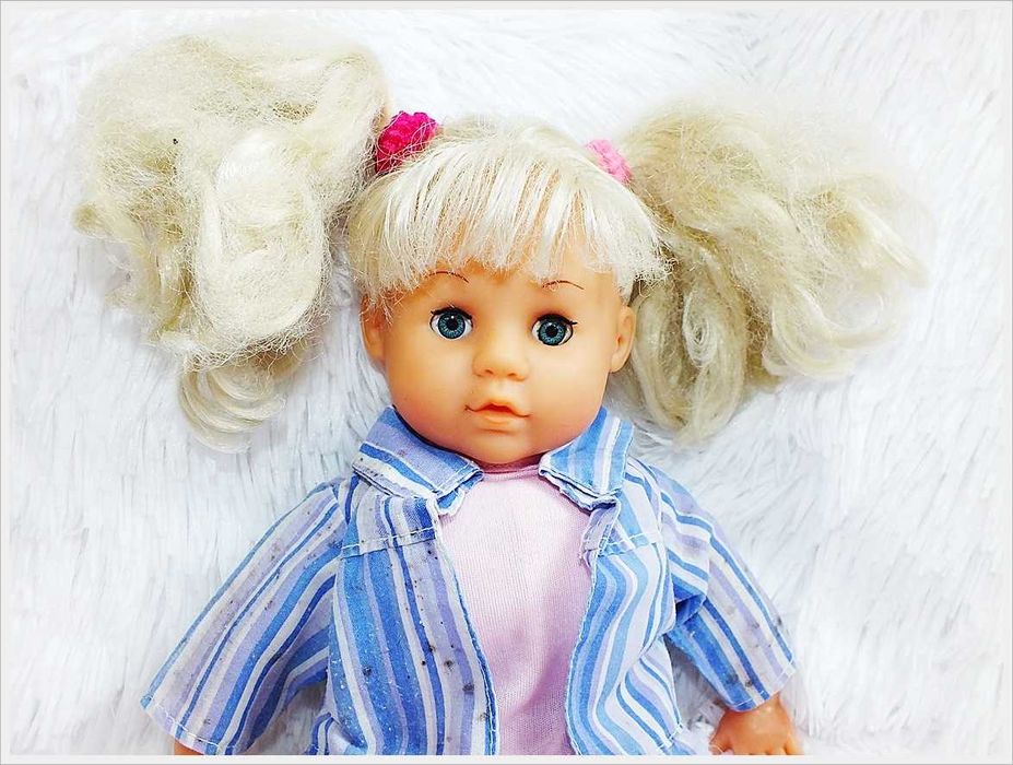 Stara lalka z PRL gadająca w ubranku 33cm SIMBA - Toys Kolekcjonerska