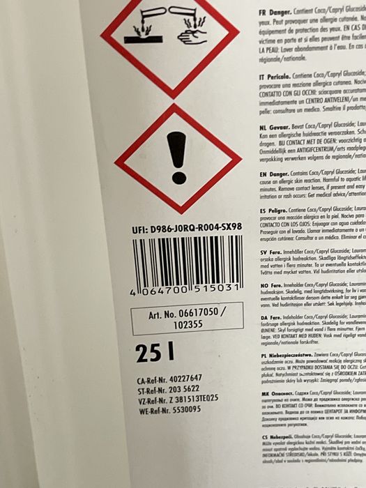 4x mocne plastikowe zbiorniki kanistry 25L po chemii wytrzymale biale